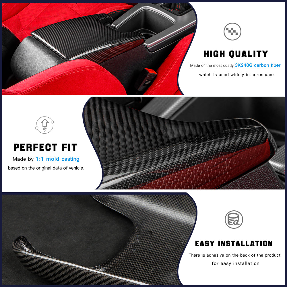 Create Carbon Dry Carbon Fiber Center Console Armrest Cover for Honda Civic Type R FL5