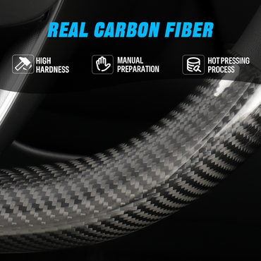 2pcs Dry Carbon Fiber Steering Wheel Cover for Tesla Model 3 Highland & Model Y