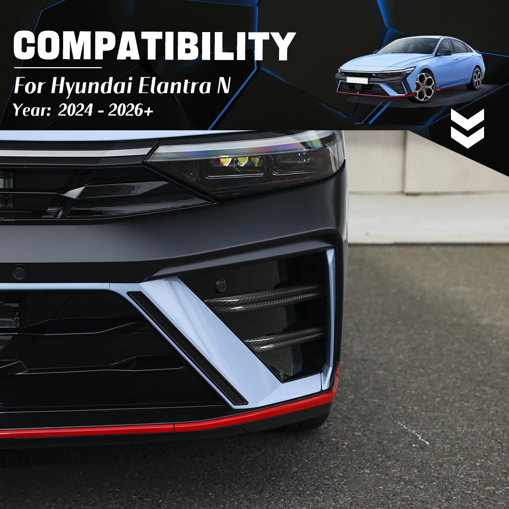 Create Carbon 4PCS Dry Carbon Fiber Fog Light Panel Cover for Hyundai Elantra N 2024–2026 Front Bumper Trim (LHD)