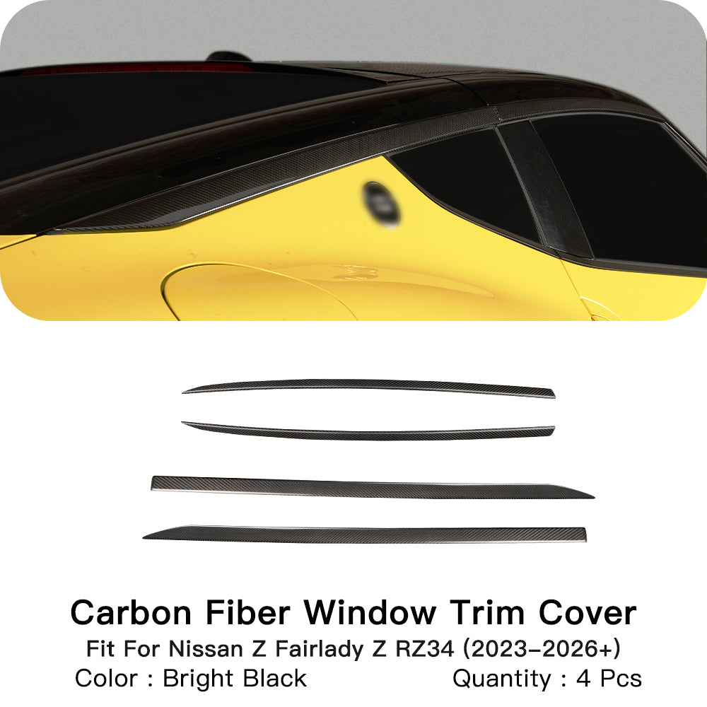 Dryvon 4PCS Dry Carbon Fiber Window Molding Frame Trim Cover for Nissan Z 400Z RZ34 Fairlady Z (2023–2026+)