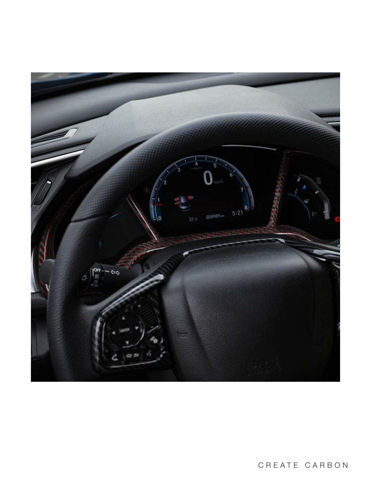 CREATECARBON dry carbon fiber instrument panel trim for 2017–2021 Honda Civic Type R FK8 – detail view 6