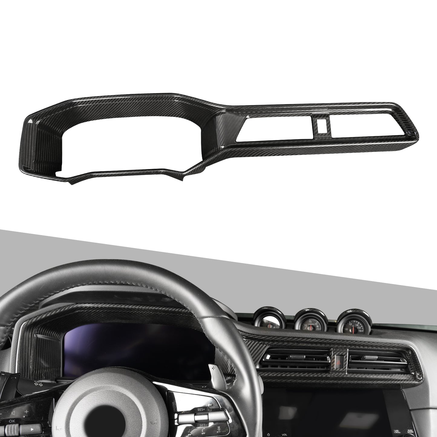 Nissan Fairlady Z RZ34 Dry Carbon Fiber Meter Inner Hood Cover | Interior Gauge Cluster Trim