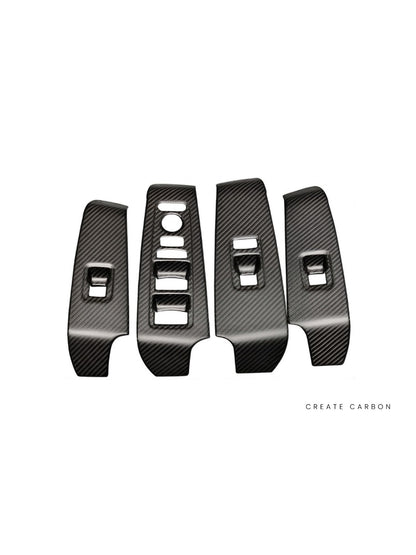 Window Switch Panel Covers, 4-Piece Set for Honda Civic Type R FL5 in dry carbon fiber