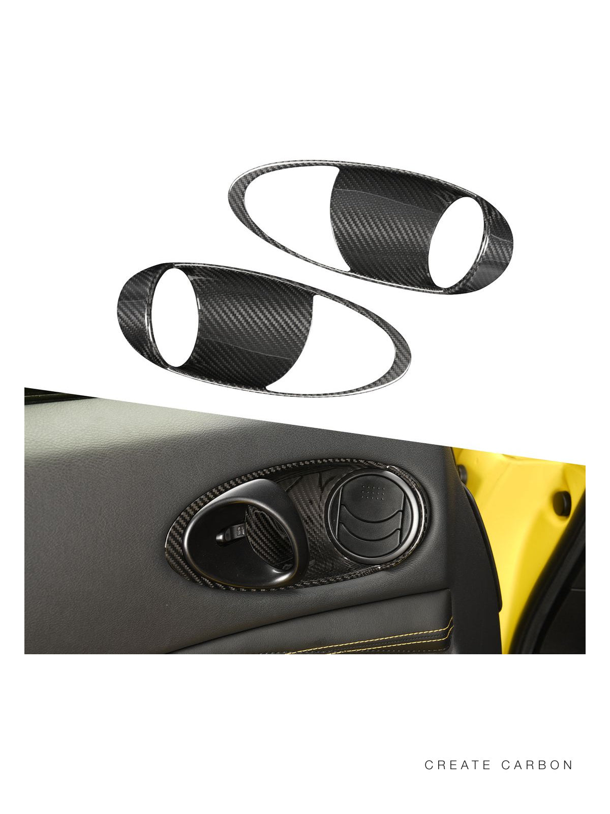 Nissan Z RZ34 dry carbon inner door handle trim covers detail view