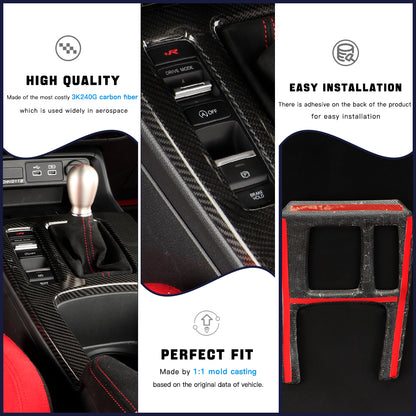 Create Carbon Dry Carbon Fiber Gear Shift Panel Cover for Honda Civic Type R FL5