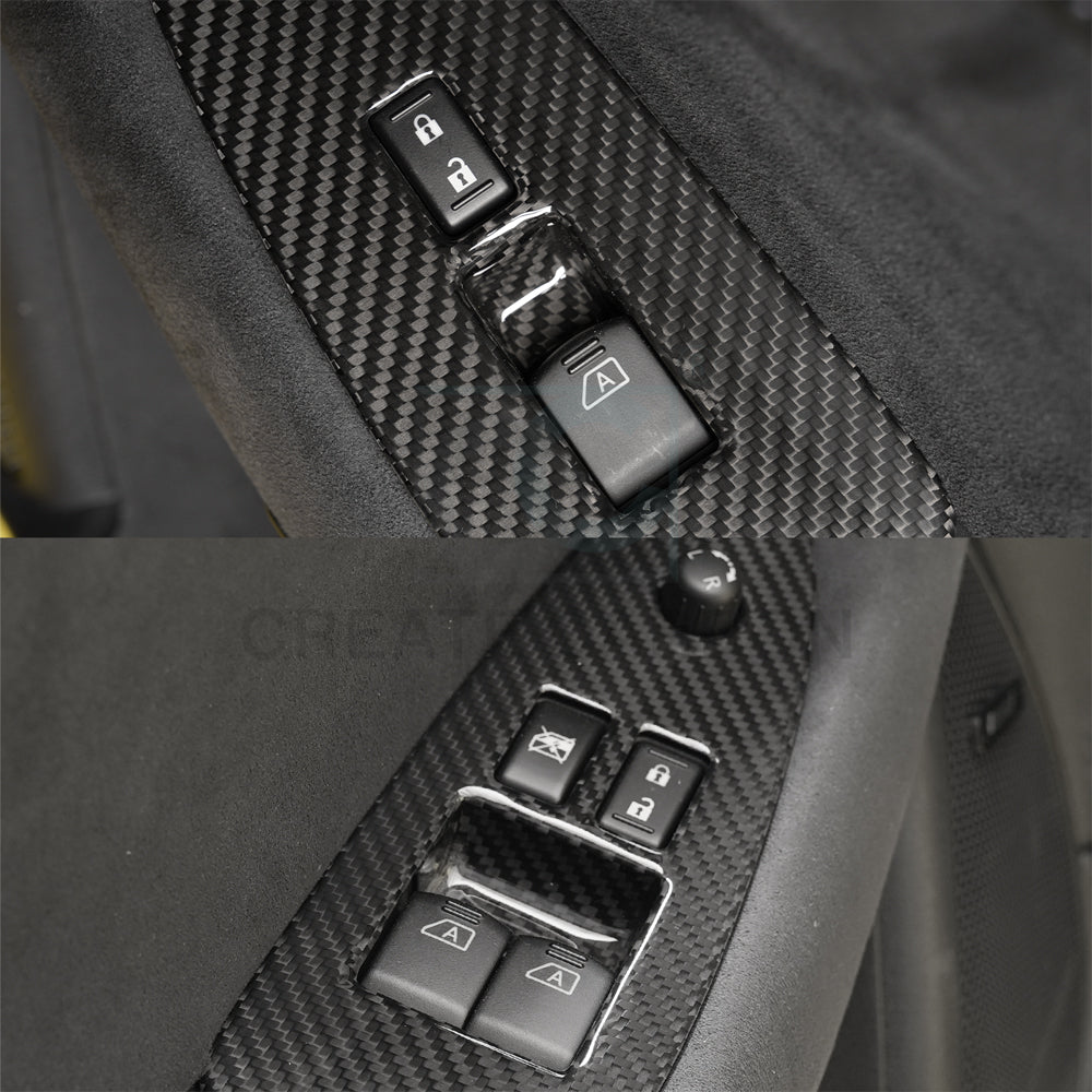 Create Carbon Dry Carbon Fiber Interior Door Window Lift Switch Panel Cover for Nissan Z RZ34