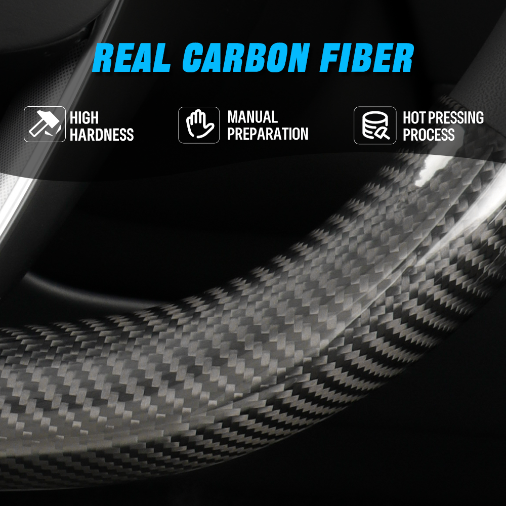 2pcs Dry Carbon Fiber Steering Wheel Cover for Tesla Model 3 Highland & Model Y