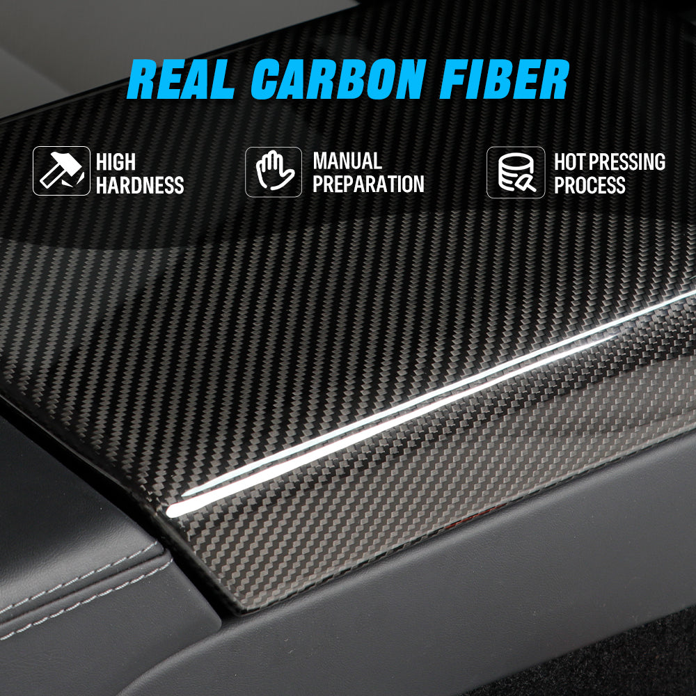 Carbon Fiber Center Console Armrest Cover for Tesla Model 3 (2024+) & Model Y (2025+) | Highland & Juniper