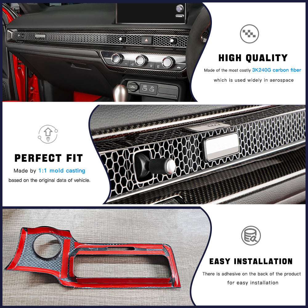 Create Carbon Dry Carbon Fiber Air Vent Frame Trim Kit for Honda Civic 11th Gen & Type R FL5 (RHD Only)