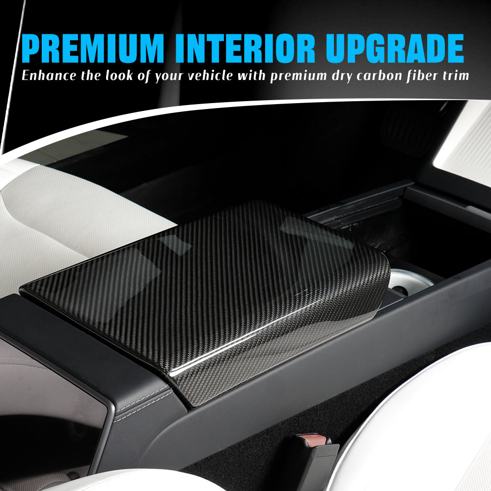 Carbon Fiber Center Console Armrest Cover for Tesla Model 3 (2024+) & Model Y (2025+) | Highland & Juniper
