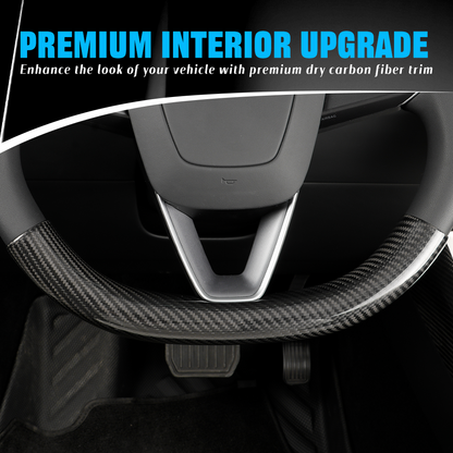 2pcs Dry Carbon Fiber Steering Wheel Cover for Tesla Model 3 Highland & Model Y