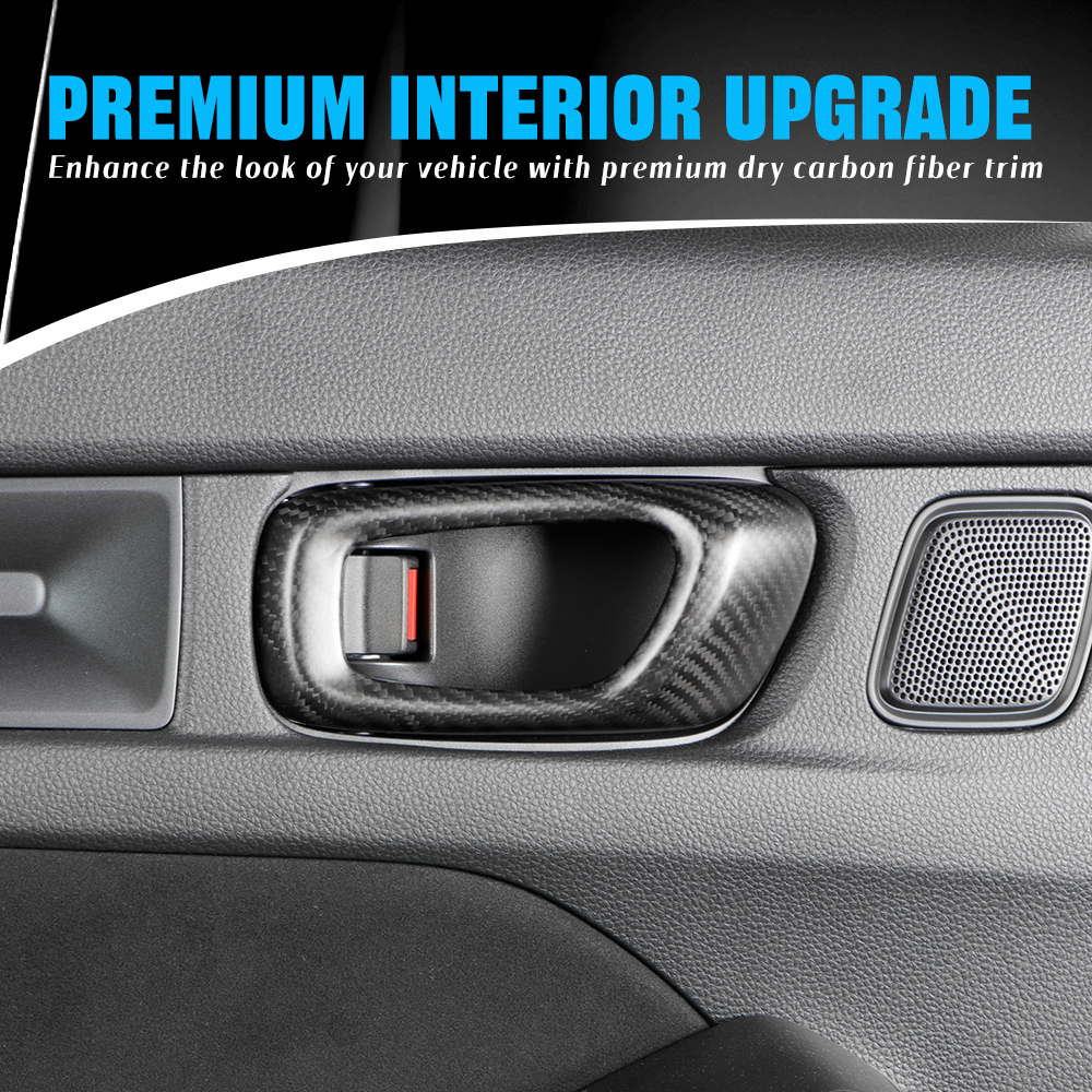 4pcs Dry Carbon Fiber Inner Door Handle Cover For Honda Civic Typer FL5 2023+