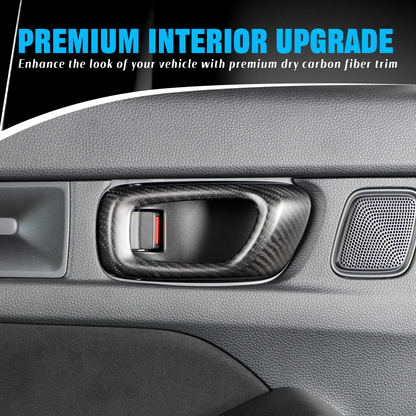 4pcs Dry Carbon Fiber Inner Door Handle Cover For Honda Civic Typer FL5 2023+