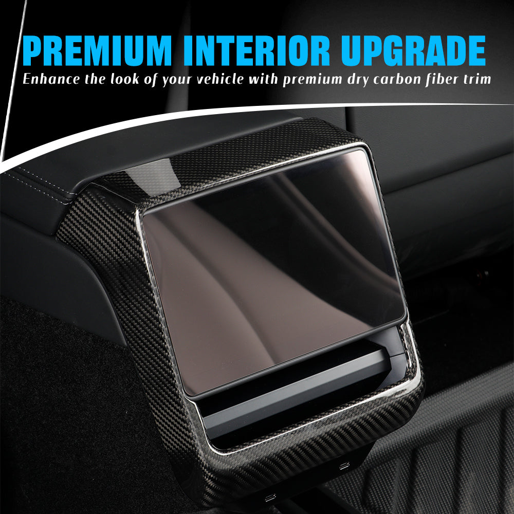 Create Carbon Carbon Fiber Rear Screen Frame Trim for Tesla Model 3 (2024+) & Model Y (2025+) | Highland & Juniper