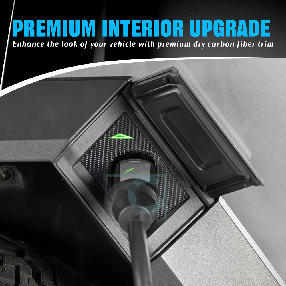 Dryvon Dry Carbon Fiber Charging Port Panel Cover Trim for Tesla Cybertruck 2024+ Exterior Charge Port Door Upgrade
