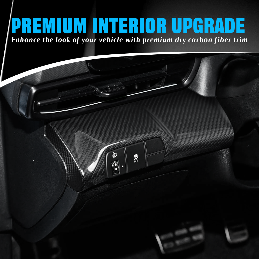 Real Dry Carbon Fiber Headlight Switch Panel Cover for Hyundai Elantra N 2022+ Interior Trim (LHD