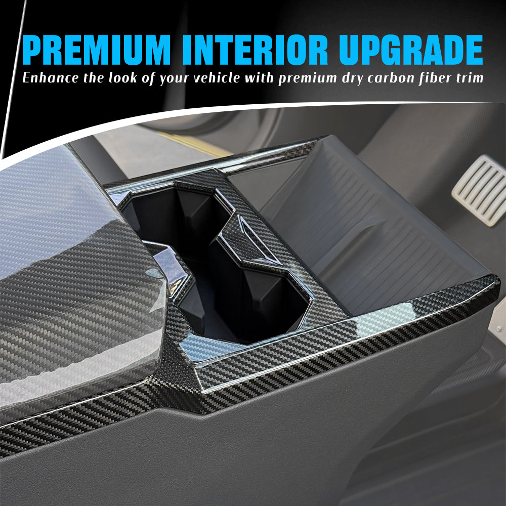 DRY Carbon Fiber Center Console Gear Shift Panel Cover for Tesla Cybertruck 2024-2026