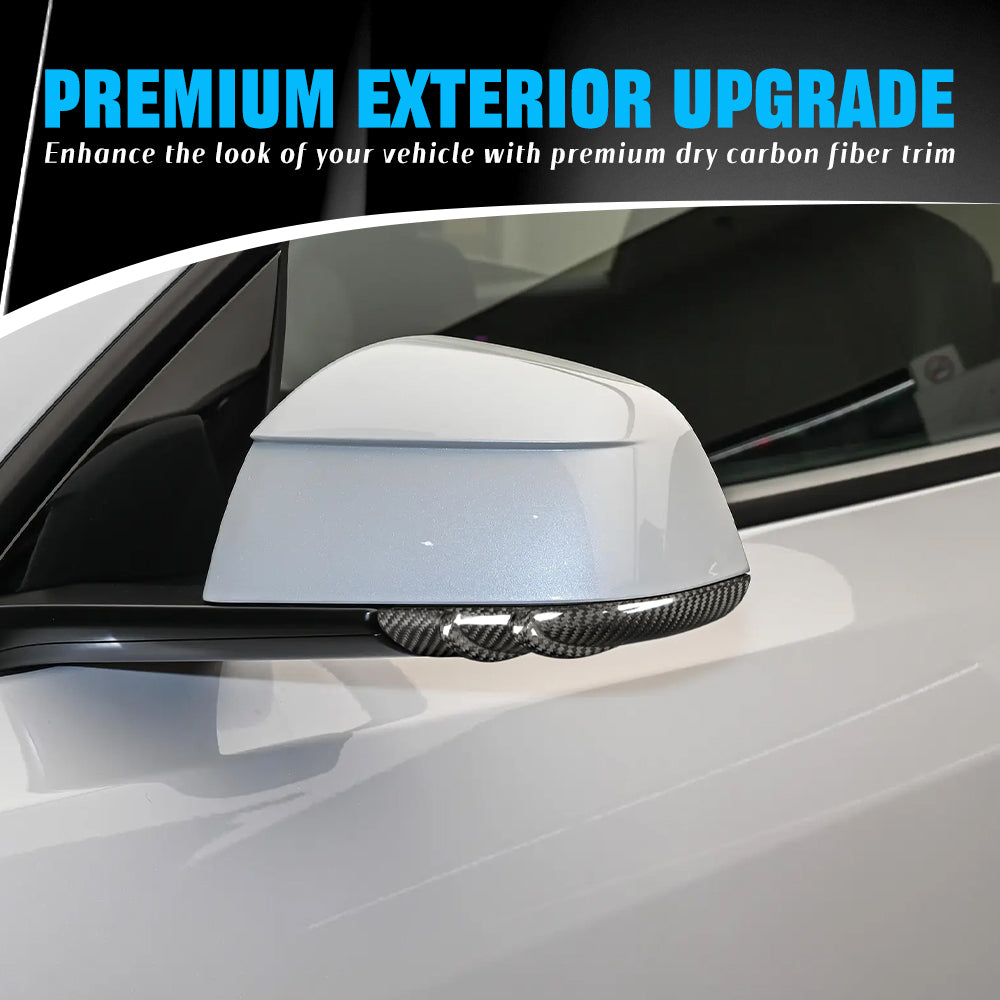 Premium Dry Carbon Fiber Side Mirror Strip Cover for Tesla Refreshed Model Y | Juniper