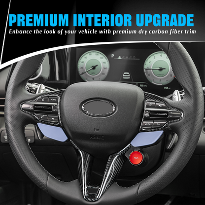Real Carbon Fiber Steering Wheel Panel Cover For Hyundai Elantra N 2022+