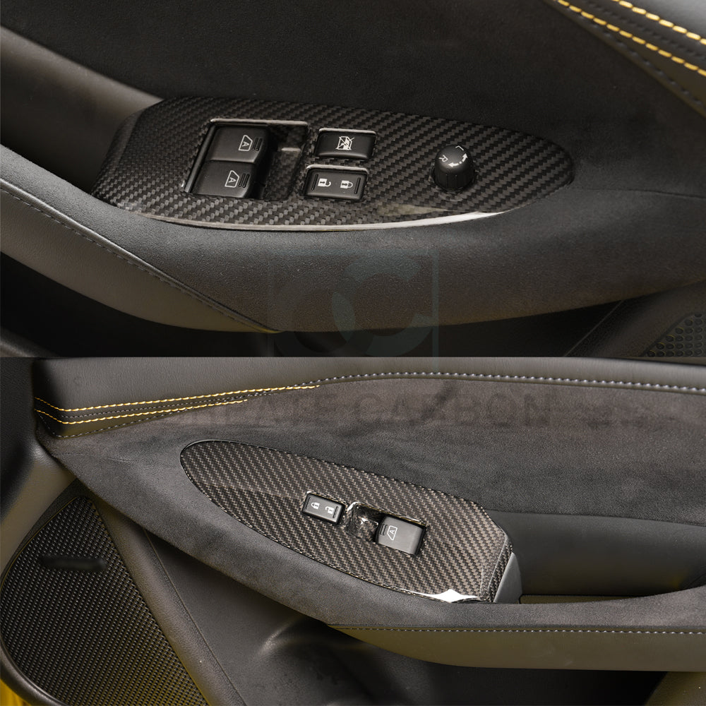 Create Carbon Dry Carbon Fiber Interior Door Window Lift Switch Panel Cover for Nissan Z RZ34