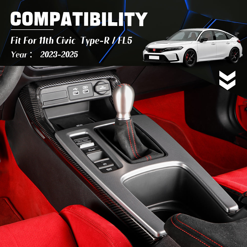 CREATE CARBON Dry Carbon Fiber Center Console Side Trim Covers 3-Piece Set for Honda Civic FL & Type R FL5
