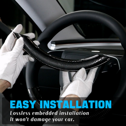 2pcs Dry Carbon Fiber Steering Wheel Cover for Tesla Model 3 Highland & Model Y