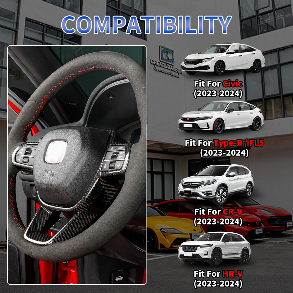 Create Carbon Dry Carbon Fiber Steering Wheel Trim Cover for Honda Civic Type R FL5