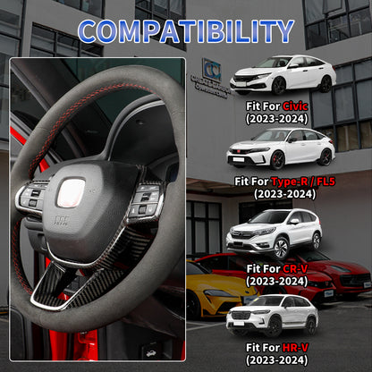 Create Carbon Dry Carbon Fiber Steering Wheel Trim Cover for Honda Civic Type R FL5