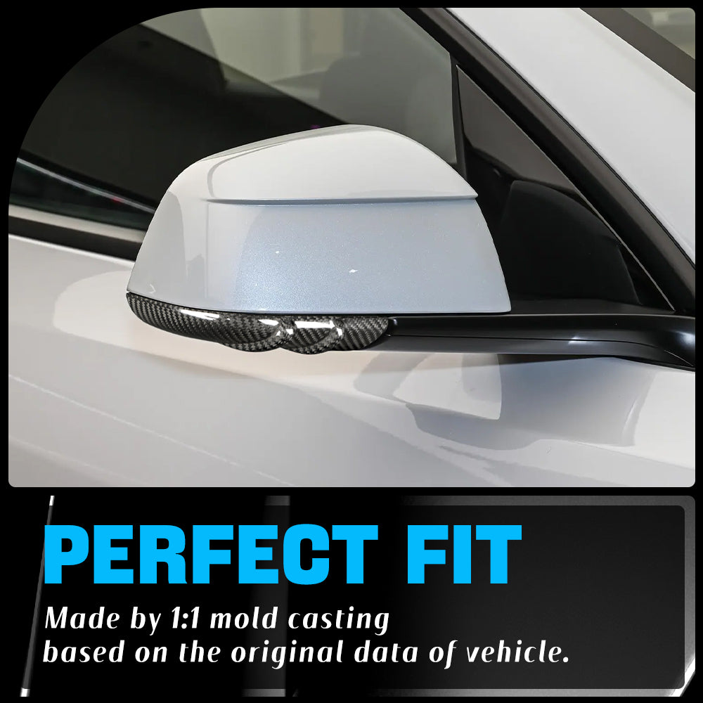 Premium Dry Carbon Fiber Side Mirror Strip Cover for Tesla Refreshed Model Y | Juniper