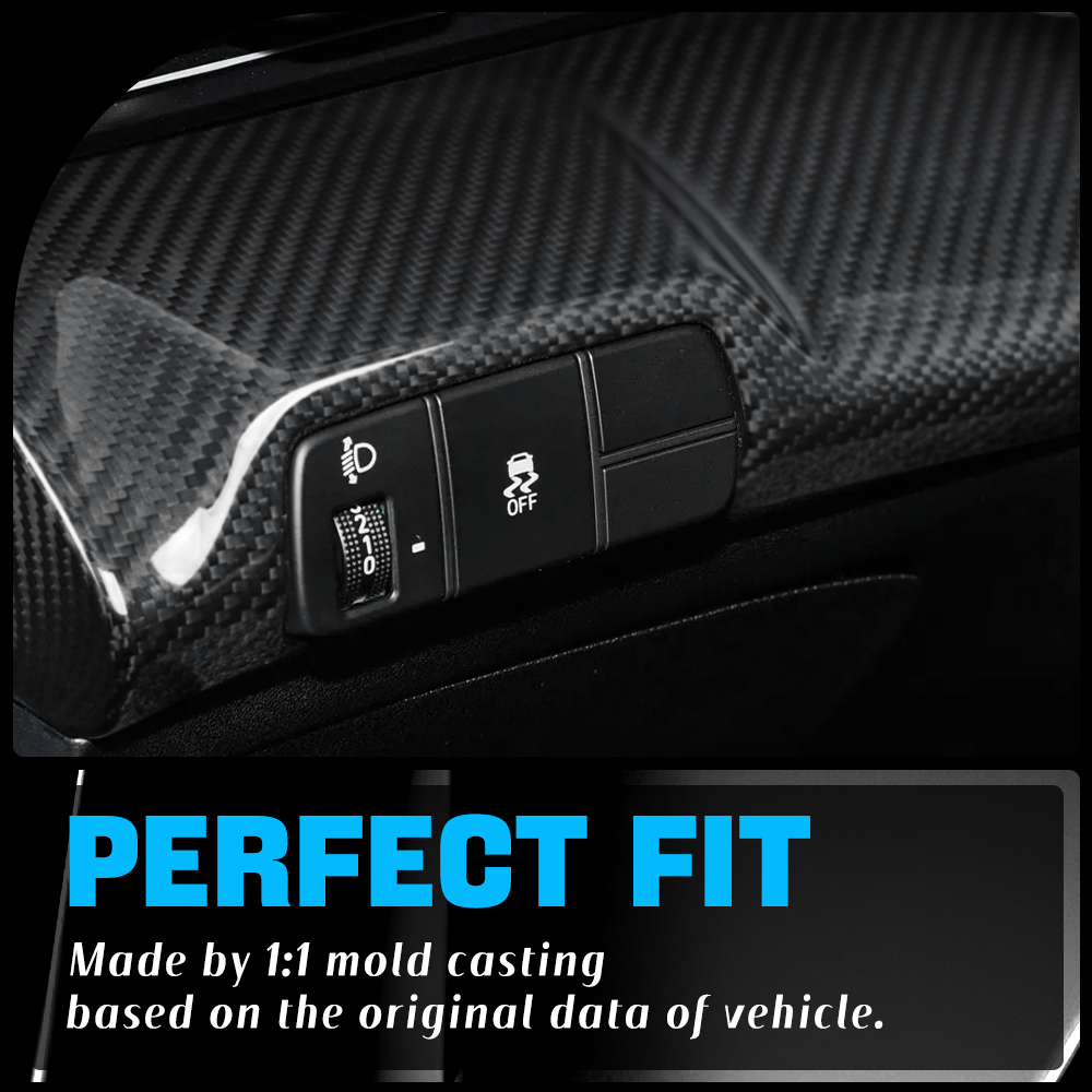 Real Dry Carbon Fiber Headlight Switch Panel Cover for Hyundai Elantra N 2022+ Interior Trim (LHD
