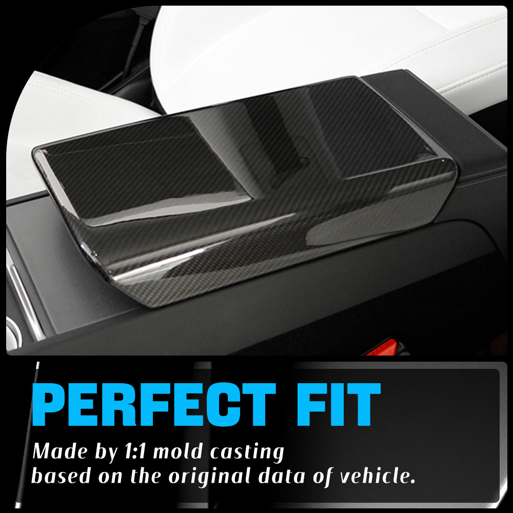 Carbon Fiber Center Console Armrest Cover for Tesla Model 3 (2024+) & Model Y (2025+) | Highland & Juniper