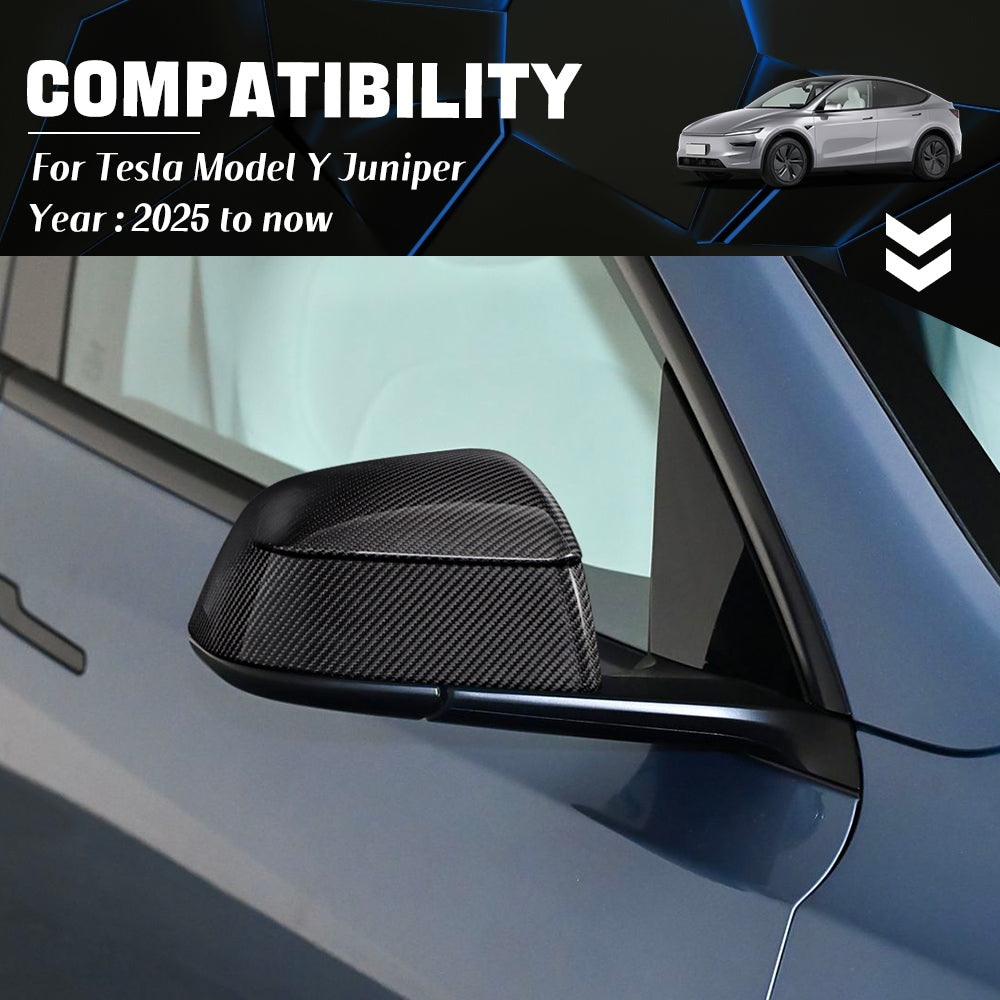 Create Carbon Dry Carbon Fiber Side Mirror Covers for Tesla Model Y Juniper 2025+ (Standard, Long Range & Performance)