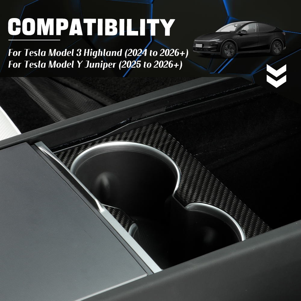 Dry Carbon Cup Slot Cover for Tesla Model Y Juniper 2025-2026+