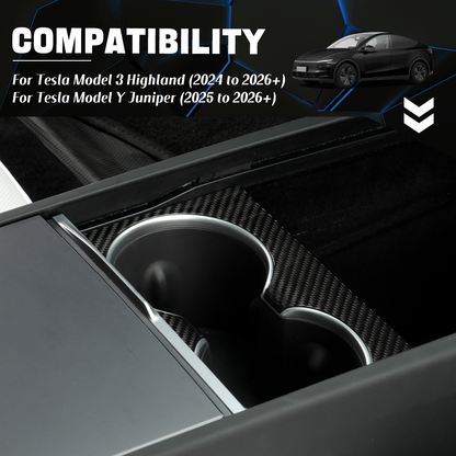 Dry Carbon Cup Slot Cover for Tesla Model Y Juniper 2025-2026+