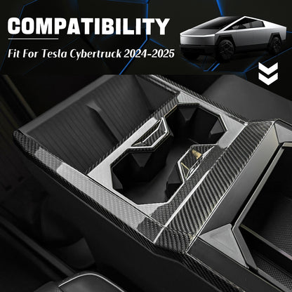 DRY Carbon Fiber Center Console Gear Shift Panel Cover for Tesla Cybertruck 2024-2026