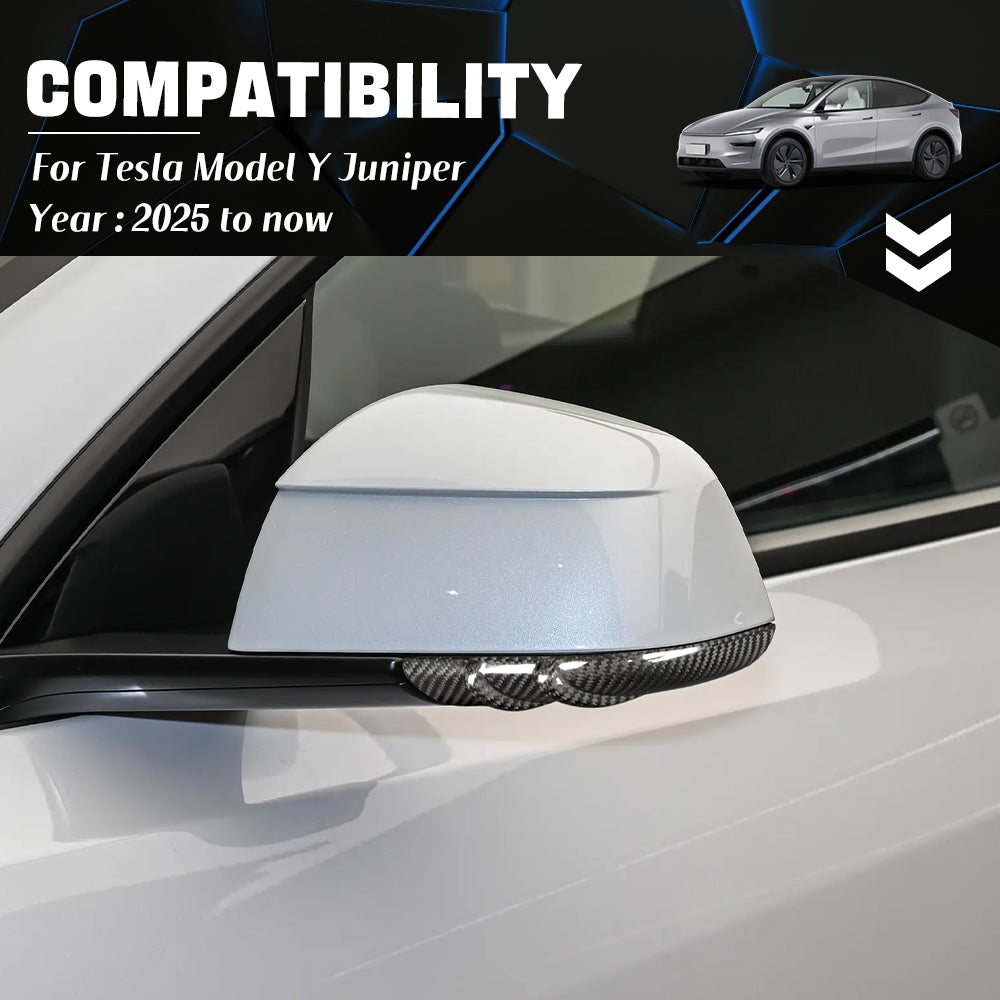 Premium Dry Carbon Fiber Side Mirror Strip Cover for Tesla Refreshed Model Y | Juniper