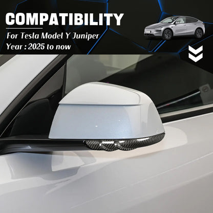 Premium Dry Carbon Fiber Side Mirror Strip Cover for Tesla Refreshed Model Y | Juniper