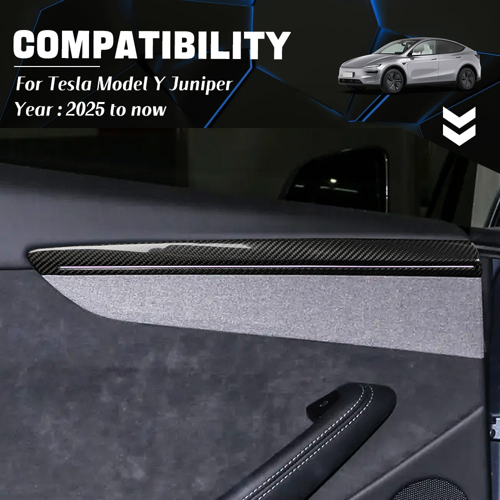 Dry Carbon Fiber Door Panel Trim Cover for Tesla Model Y (2025-2027+) | Standard, Premium, Performance | Juniper