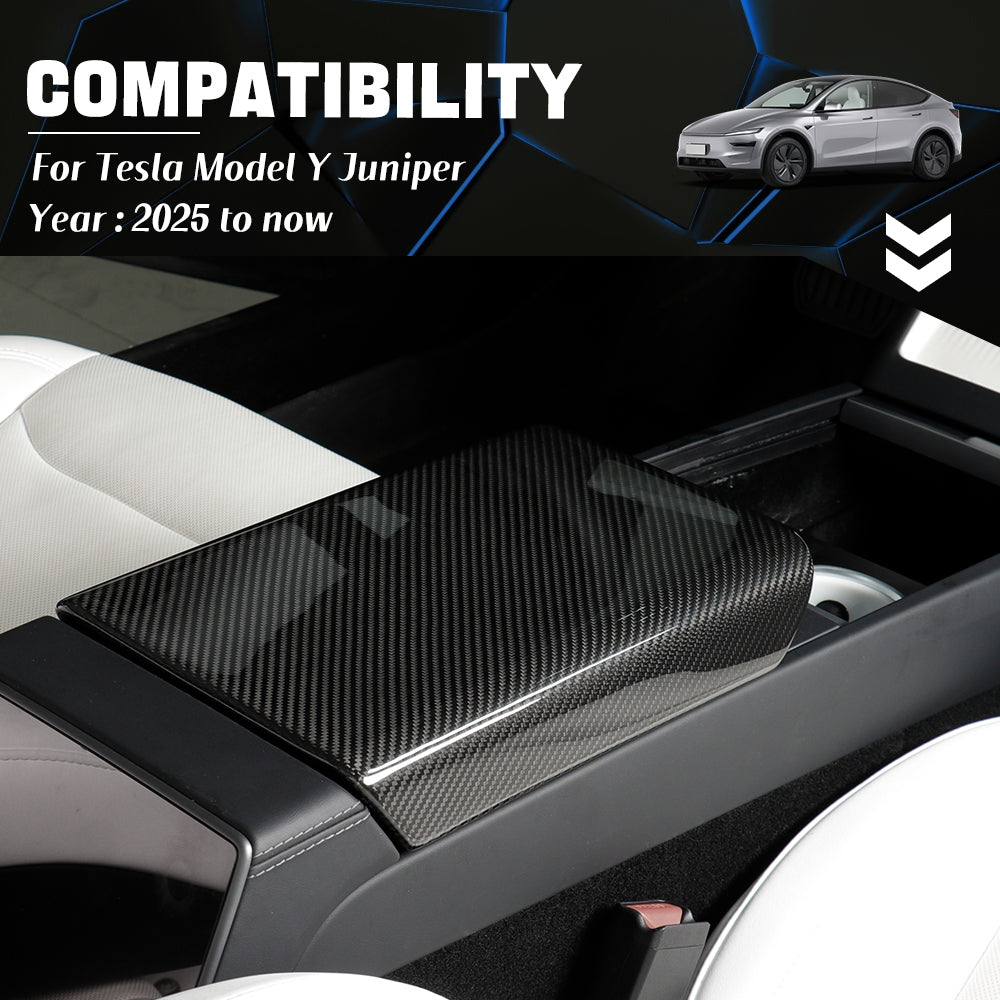Carbon Fiber Center Console Armrest Cover for Tesla Model 3 (2024+) & Model Y (2025+) | Highland & Juniper