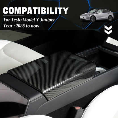 Carbon Fiber Center Console Armrest Cover for Tesla Model 3 (2024+) & Model Y (2025+) | Highland & Juniper
