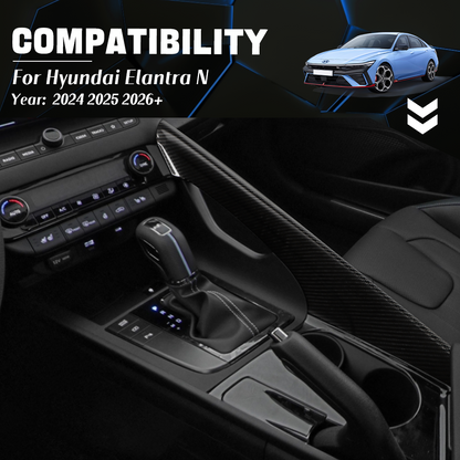 Real Dry Carbon Fiber Center Console Side Trim 2PCS for Hyundai Elantra N 2022+ (LHD) Interior Upgrade