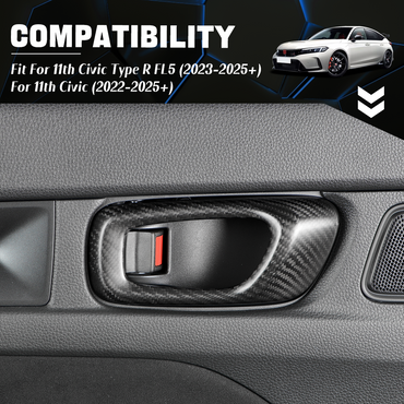 4pcs Dry Carbon Fiber Inner Door Handle Cover For Honda Civic Typer FL5 2023+
