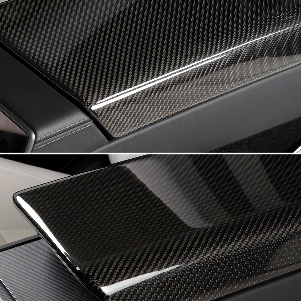 Carbon Fiber Center Console Armrest Cover for Tesla Model 3 (2024+) & Model Y (2025+) | Highland & Juniper