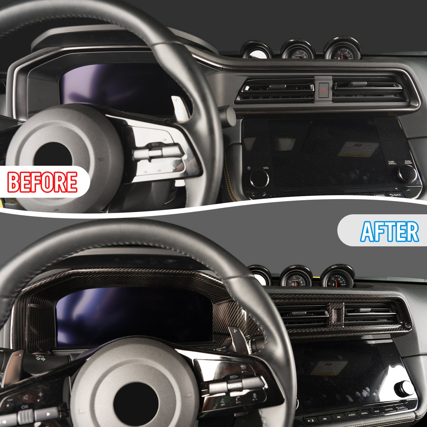 Nissan Fairlady Z RZ34 Dry Carbon Fiber Meter Inner Hood Cover | Interior Gauge Cluster Trim