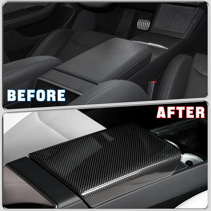 Carbon Fiber Center Console Armrest Cover for Tesla Model 3 (2024+) & Model Y (2025+) | Highland & Juniper