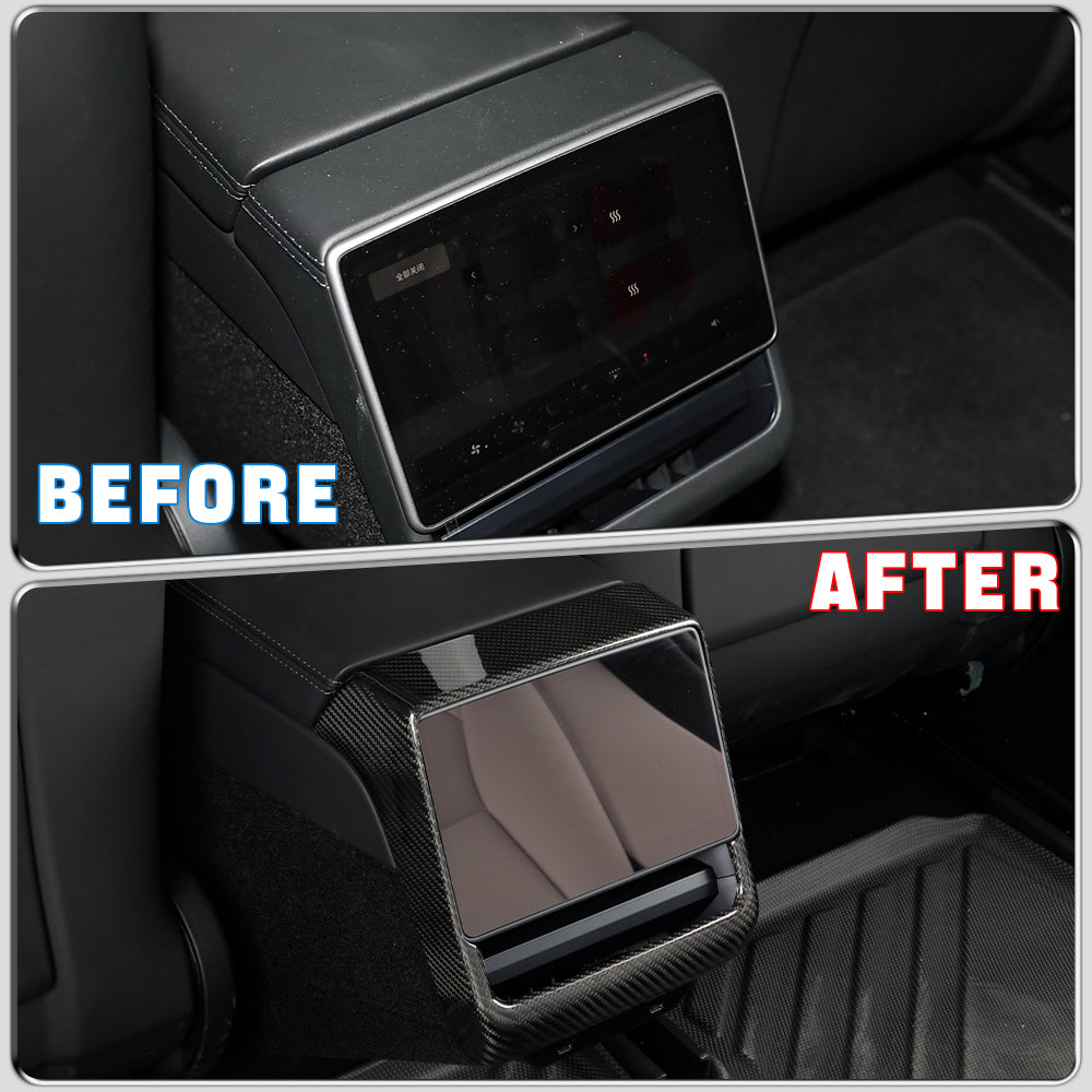 Create Carbon Carbon Fiber Rear Screen Frame Trim for Tesla Model 3 (2024+) & Model Y (2025+) | Highland & Juniper