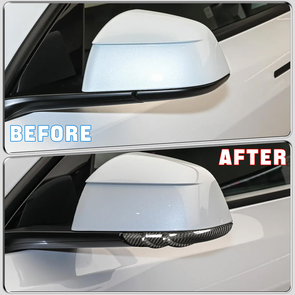 Premium Dry Carbon Fiber Side Mirror Strip Cover for Tesla Refreshed Model Y | Juniper