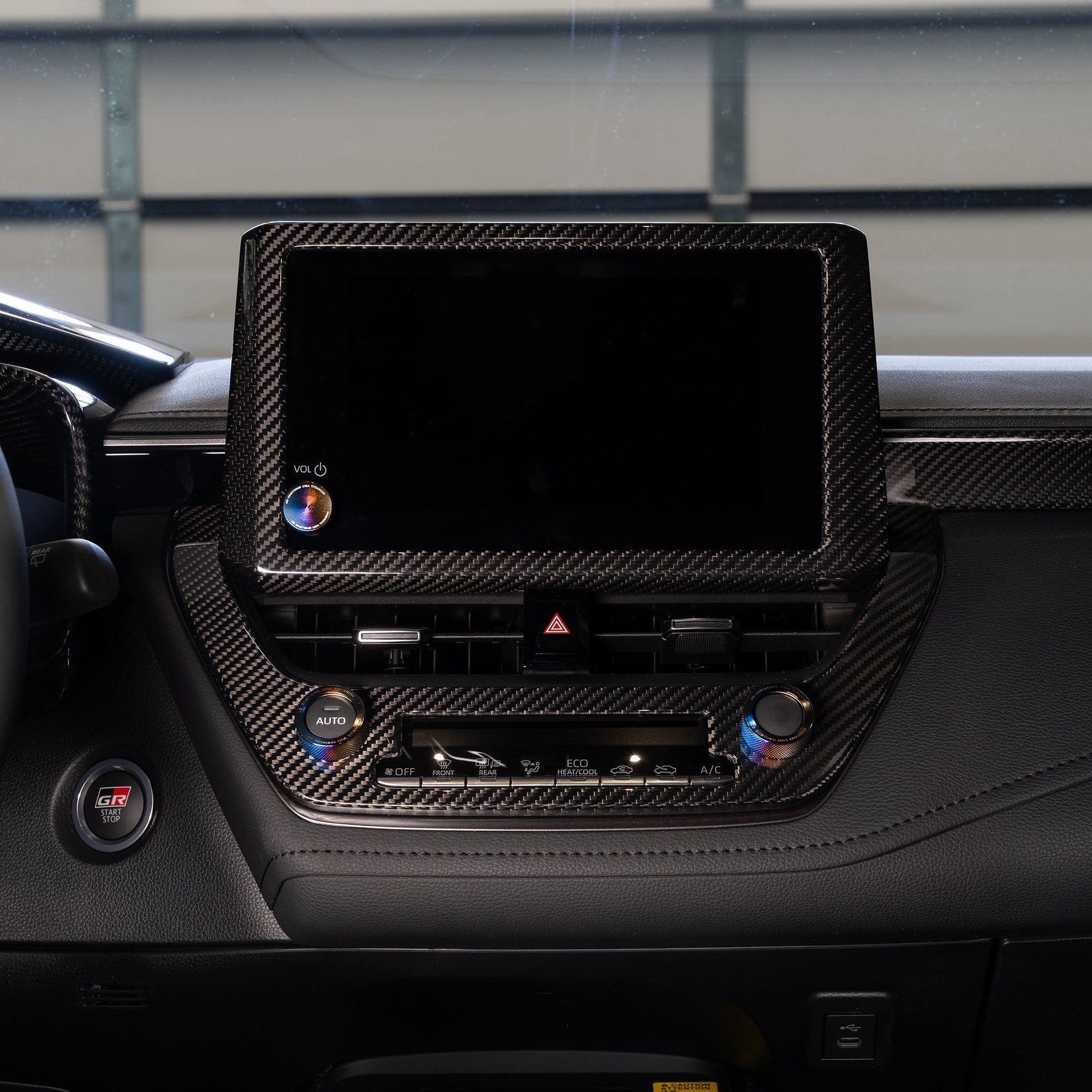 GR Corolla carbon fiber screen frame trim