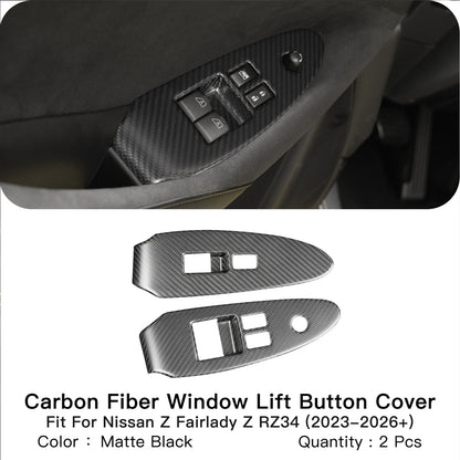 Create Carbon Dry Carbon Fiber Interior Door Window Lift Switch Panel Cover for Nissan Z RZ34