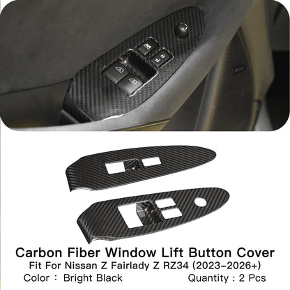 Create Carbon Dry Carbon Fiber Interior Door Window Lift Switch Panel Cover for Nissan Z RZ34